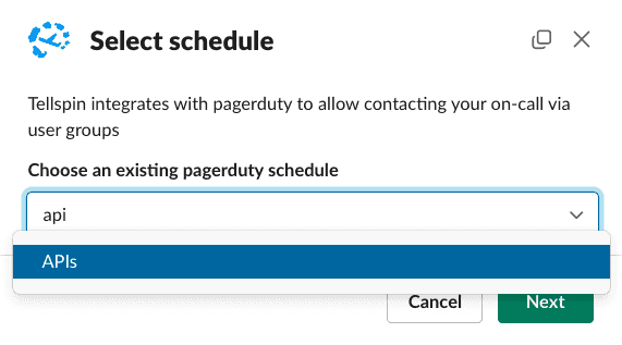 PagerDuty schedule selection