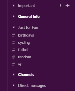Organizing Slack channels into sections