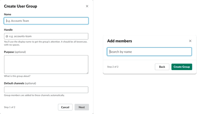 Create new user groups in 2 steps
