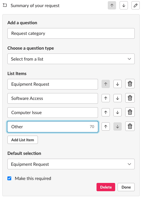 Select from list form option