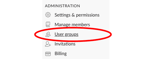 Slack admin user group settings