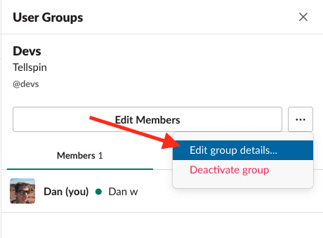 Select edit group details